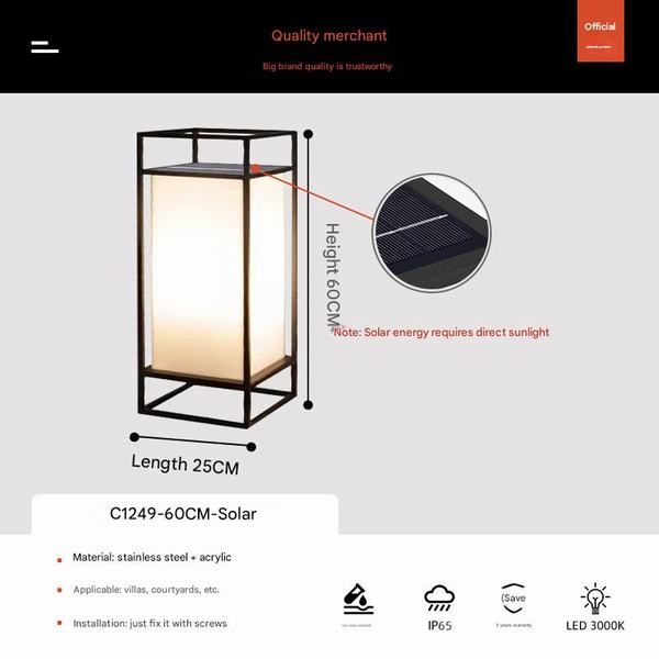 Đèn Sân Vườn Năng Lượng Mặt Trời H600mm AL-C1249-60 AL-C1249-60